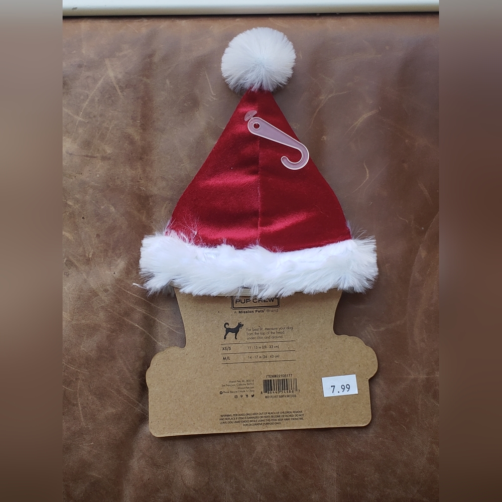 Dog Santa hat red and white Size XS - Picture 2 of 2